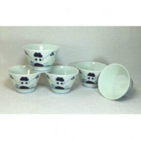 【波佐見焼】12×8cmくらわんか茶碗 5個組　草花  5 10042
