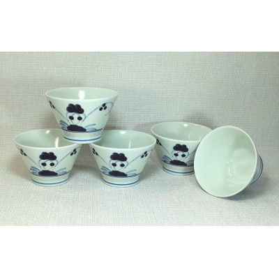 【波佐見焼】12×8cmくらわんか茶碗 5個組　草花  5 10042