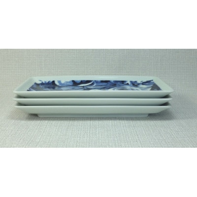 【波佐見焼】23×13cmの長角皿3枚組　ボタニカル  3 22939