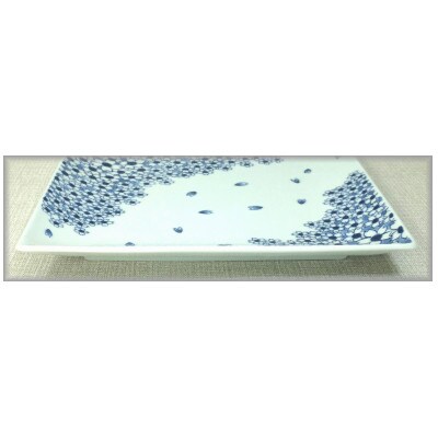 【波佐見焼】24×24cmの角盛皿　染め桜  1 52775