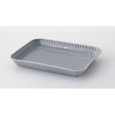 【波佐見焼】オーブン耐熱トレー19.5×15.5cm gray　1 24669