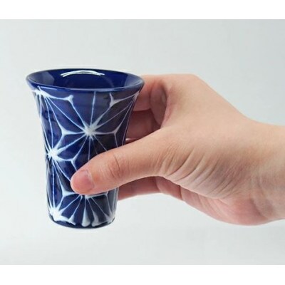 【波佐見焼】70mlアペリティフ 琉璃 麻の葉　 1　18137