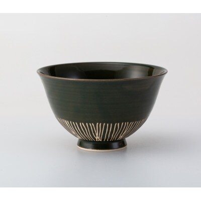 【波佐見焼】φ11.5cm陶器製のお茶碗　クシメ 茶碗 織部　3個組【西海陶器】3　25422