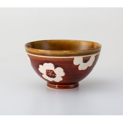 【波佐見焼】280ml磁器製のお茶碗　パンジー 茶碗 茜　3個組【西海陶器】3　25435