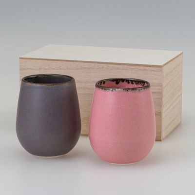 【波佐見焼】径8.5cmのワインペアカップ(BK/PK) melon【西海陶器】1　25644