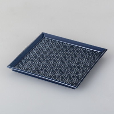 【波佐見焼】麻柄　角皿M 藍(24×11.5×1.5cm)【西海陶器】　1　25681
