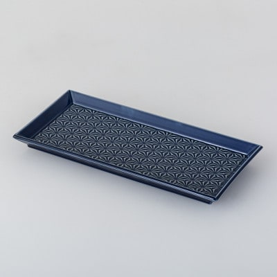 【波佐見焼】麻柄　長角皿 藍(24×11.5×1.5cm)【西海陶器】　1　25682