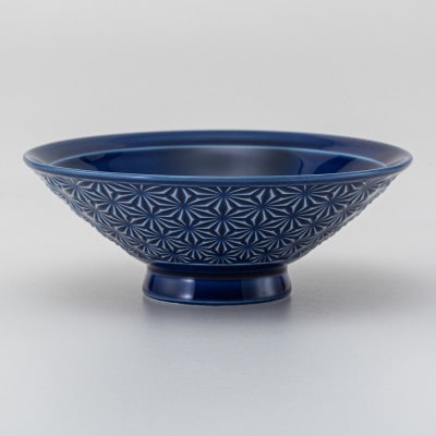 【波佐見焼】麻柄　平碗 藍(径14×5cm)【西海陶器】　1　25685