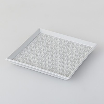 【波佐見焼】麻柄　角皿M 白磁(17.5×17.5×1.5cm)【西海陶器】　1　25686