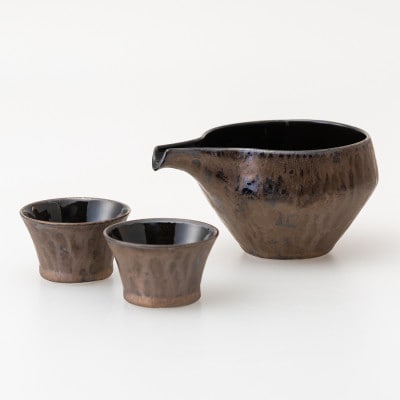 【波佐見焼】たなごころ 半酒器 黒金彩【西海陶器】　1　64440