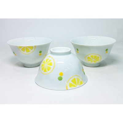 【波佐見焼】Lemon 飯碗 黄3個組(径11.5×6.5cm)【西海陶器】　3　64464