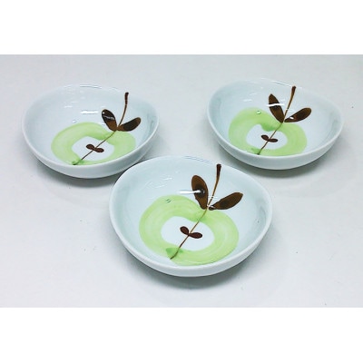 【波佐見焼】姫りんごミニボウル 緑3個組(8.5×8×3cm)【西海陶器】　3　64487