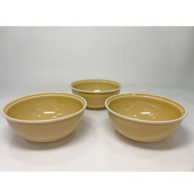 【波佐見焼】リム サラダボウル ベージュ3個組(径13×5.5cm)【西海陶器】3 64602