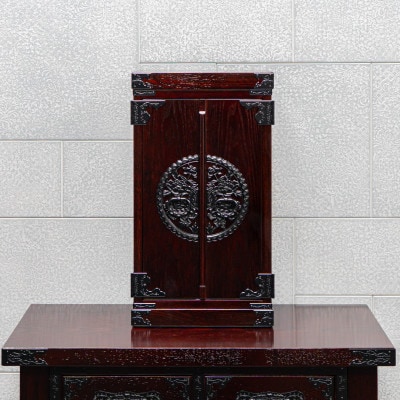 仙台箪笥 仙台厨子 二枚扉 拭き漆調