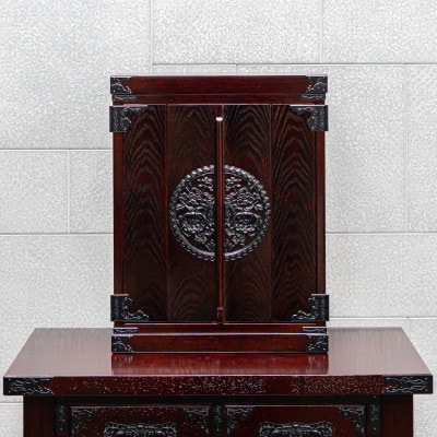 仙台箪笥 仙台厨子 四枚扉 拭き漆調