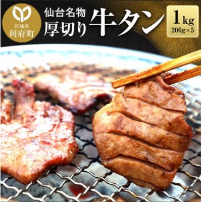 【毎月定期便】仙台名物 厚切り牛タン塩味 1kg(200g×5パック)全2回