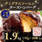 【2ヵ月毎定期便】デミグラスソースのチーズハンバーグ20個入 計1.9kg|冷凍小分日本ハム全6回
