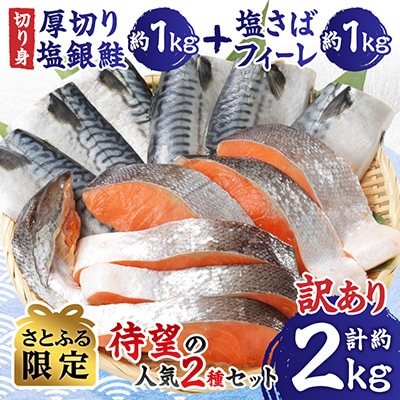 銚子 人気セット 厚切り 塩銀鮭 約1kg 塩鯖 フィーレ6枚 合計約2.0kg【さとふる限定】