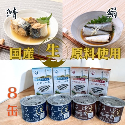 生原料使用さばといわしの贅沢缶詰8缶セット