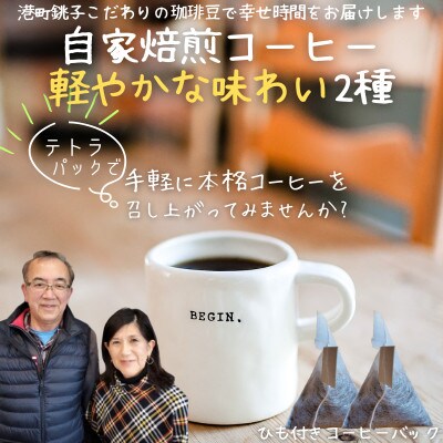 自家焙煎本格コーヒー☆軽い味わい2種 テトラパック手軽に飲み比べセット