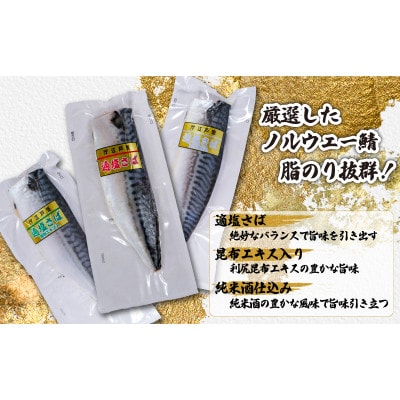 真空さばお試しセット　計6枚(適塩・昆布・純米酒　各2枚セット)