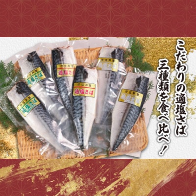 真空さばお試しセット　計6枚(適塩・昆布・純米酒　各2枚セット)