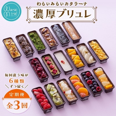 【毎月定期便】わらいみらいカタラーナ 濃厚ブリュレ 毎回違う味が6種類ずつ届く全3回