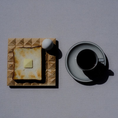 【栗の木】木製トーストプレート 「Mer:メル」 食パン1枚サイズ 18×18cm|パン皿