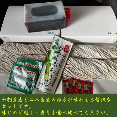 信州そば　朝日村本格手打ち生そば4食入(十割2食+二八2食)食べ比べセットと無添加自家製つゆ付き