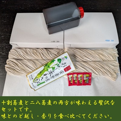 信州そば　朝日村本格手打ち生そば4食入(十割2食+二八2食)食べ比べセットと無添加自家製つゆ付き