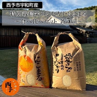 <令和7年産:西予市宇和町産コシヒカリ・にこまる食べ比べセット(各5kg)>　こしひかり　ご飯