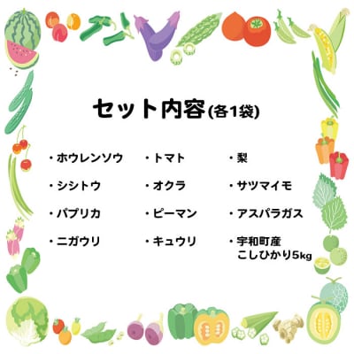 <せいよ旬の野菜・果物・宇和米5kg詰合せセット>　青果　フルーツ　季節　西予