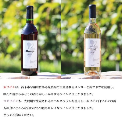 <光ワイン(「赤」「ロゼ」各1本セット)>　酒　アルコール　飲み比べ　乾杯　光農場　お祝い
