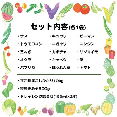 せいよ旬の野菜・果物・宇和米10kg・特製麦みそ・ドレッシング詰合せセット