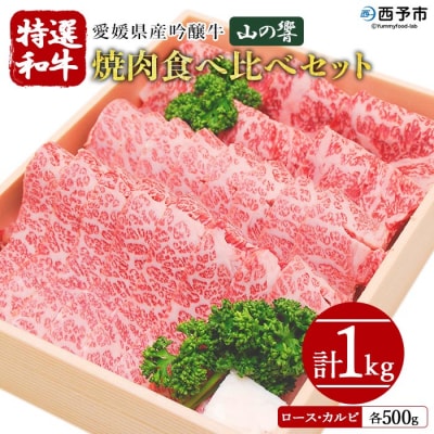 <愛媛県産吟醸牛「山の響」和牛焼肉食べ比べセット(国産黒毛和牛)>　国産　ロース　カルビ　やきにく