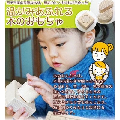 <木育おもちゃ「せいよのたからばこ」西予市産無垢ヒノキ、杉材使用>　玩具　木材