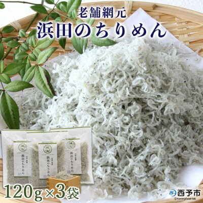 <老舗網元　濵田のちりめん(120g×3個)>　チリメン　明浜　西予　海産　魚介　新鮮　産地