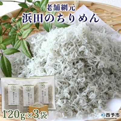 <老舗網元　濵田のちりめん(120g×3個)>　チリメン　減塩　西予　海産　魚介　新鮮　産地