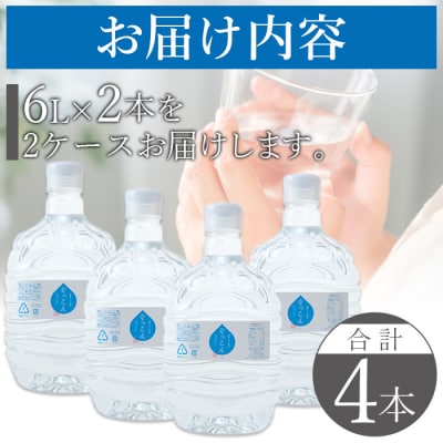 <四国カルスト天然水ぞっこん(6L×2本)×2ケース　計4本>　ミネラル　ウォーター　みず　備蓄