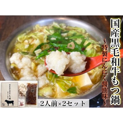 国産黒毛和牛もつ鍋セット～特製にんにく醤油味～(2人前×2セット) | ふるさと納税のお礼品