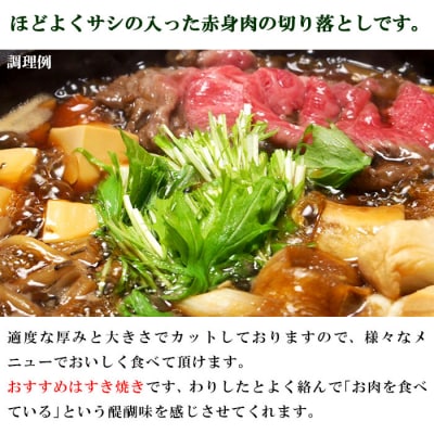 愛媛県西予市産　伊予牛絹の味西予どすこい牛黒毛和牛切り落とし(モモ肉又はウデ肉)380g
