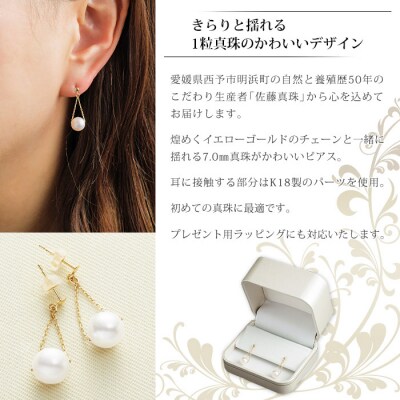 <真珠ピアス・トライアングル(イエローゴールド)>　パール　ジュエリー　アクセサリー　西予市　お祝い