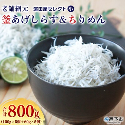 <老舗網元　濵田屋セレクト釜あげしらす・ちりめんセット(小)>　減塩　詰合せ　シラス　チリメン
