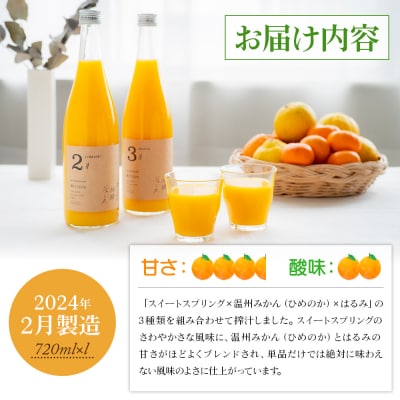 <一期一会の柑橘ジュース 720ml×2本セット> 果汁100% ストレート 柑橘 果物 みかん 