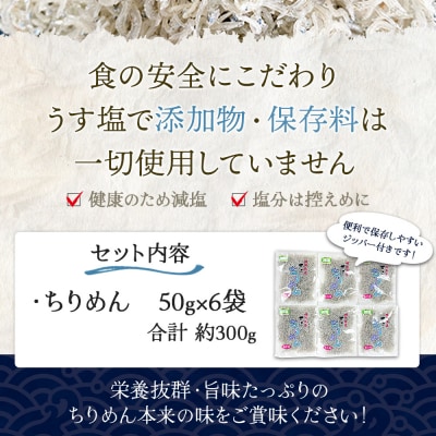 <井上のちりめん 使い切り小袋セット 合計約300g(50g入り×6袋)> ちりめんじゃこ かたくち