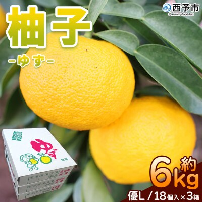 <柚子 優 Lサイズ 54個(18個入り×3箱)> 約6kg 6000g ゆず 国産 果物 フルーツ