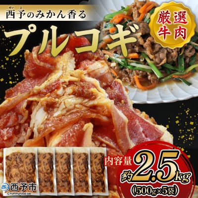 <西予のみかん香るプルコギ 合計 約2.5kg(500g×5)> みかん風味 韓国 牛肉 お肉 