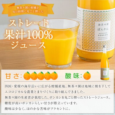 <無茶々園のポンカンジュース 720ml×4本> 柑橘 果物 オレンジ  フルーツ ストレート 果汁