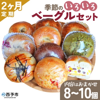 <季節のいろいろベーグルセット(おまかせ 8～10個)> 通常 定期便 2ヶ月プレーン ショコラ 