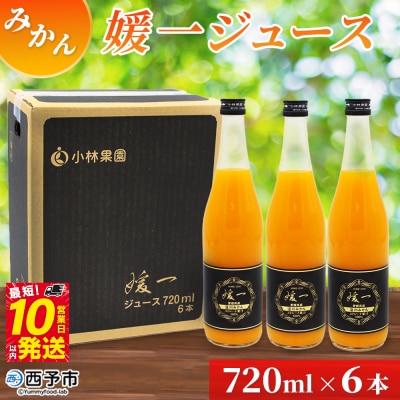 <媛一ジュース みかん 720ml×6本> 国産 オレンジジュース みかんジュース 果汁100% 